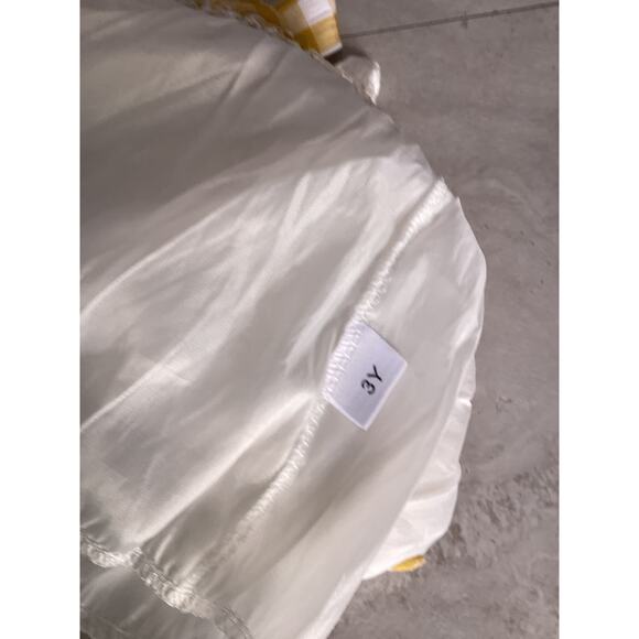 3Y Toddler Yellow Gingham Ruffle Skirt Elastic Tie-Waist Eyelet Lace - Picture 5 of 5